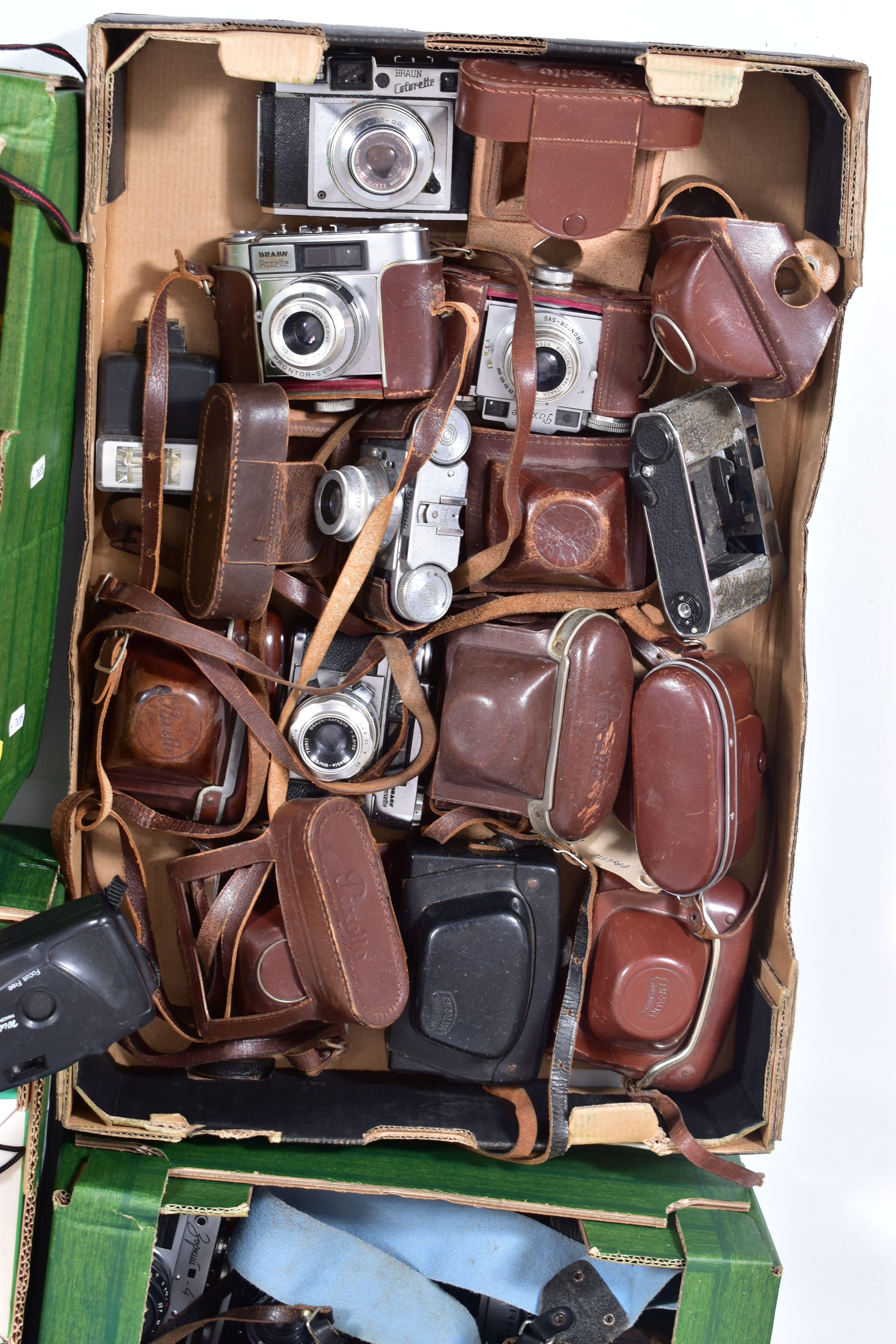 SIX TRAYS CONTAINING ZORKI, BRAUN AND FRANKE CAMERAS including a Cyrillic 4, a 4S, a 4K, - Image 2 of 6