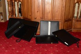 FOUR FIBRE SHELL FOLIO CASES appear to A3 in size and of various depths with closing straps