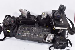 A COLLECTION OF PANASONIC AV EQUIPMENT including a WJ-AVE7 mixer, a NV-MS95B, a NV-DS38, two NV-