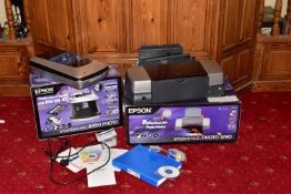 AN EPSON STYLUS PHOTO 1290 PROFESSIONAL A3 PRINTER in box with spare cartridges, manual, disc and an