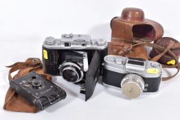 A WRAYFLEX 1 FILM CAMERA fitted with a Wray 50mm f2.8 lens , a Zeiss Ikon Contessa Nettel Picolette,