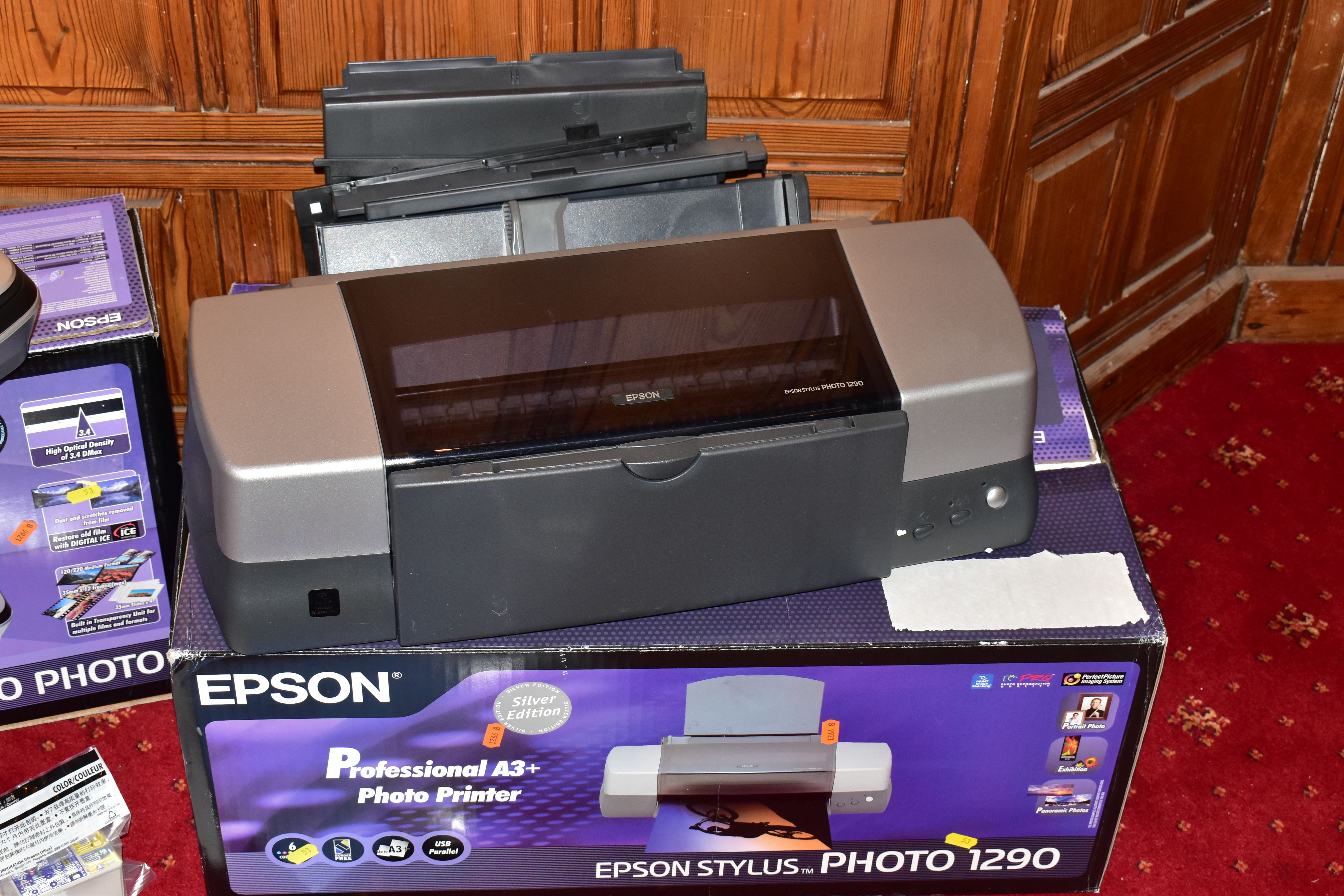 AN EPSON STYLUS PHOTO 1290 PROFESSIONAL A3 PRINTER in box with spare cartridges, manual, disc and an - Image 2 of 6