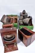 TWO TRAYS AND LOOSE CONTAINING COPY CAMERAS, FIELD AND MAGIC LANTERN PARTS including tin plate