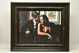 FABIAN PEREZ (ARGENTINA 1967) 'PROPOSAL AT HOTEL DU VIN' male and female figures in a bar, signed