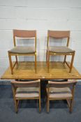 A PINE TRESTLE DINING TABLE, length 151cm x depth 77cm x height 76cm, and four chairs (condition:-