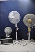 A COLLECTION OF FANS to include a Carlton breezy AIR16 pedestal fan, unbranded pedestal fan model No