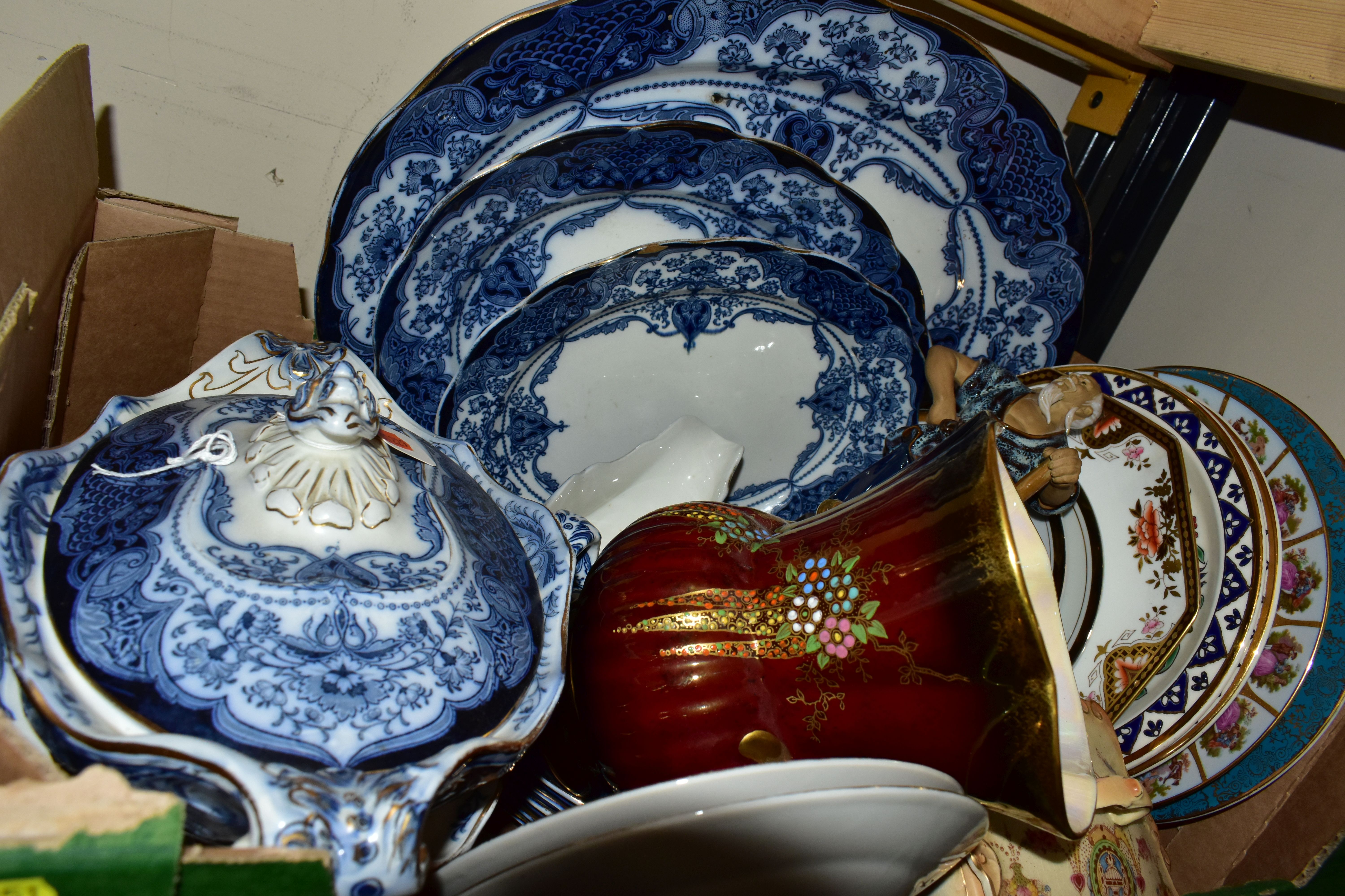 TWO BOXES OF AYNSLEY 'DEVONSHIRE' PATTERN DINNER WARES, BLUE & WHITE DINNER WARES, ASSORTED TEA - Image 3 of 3