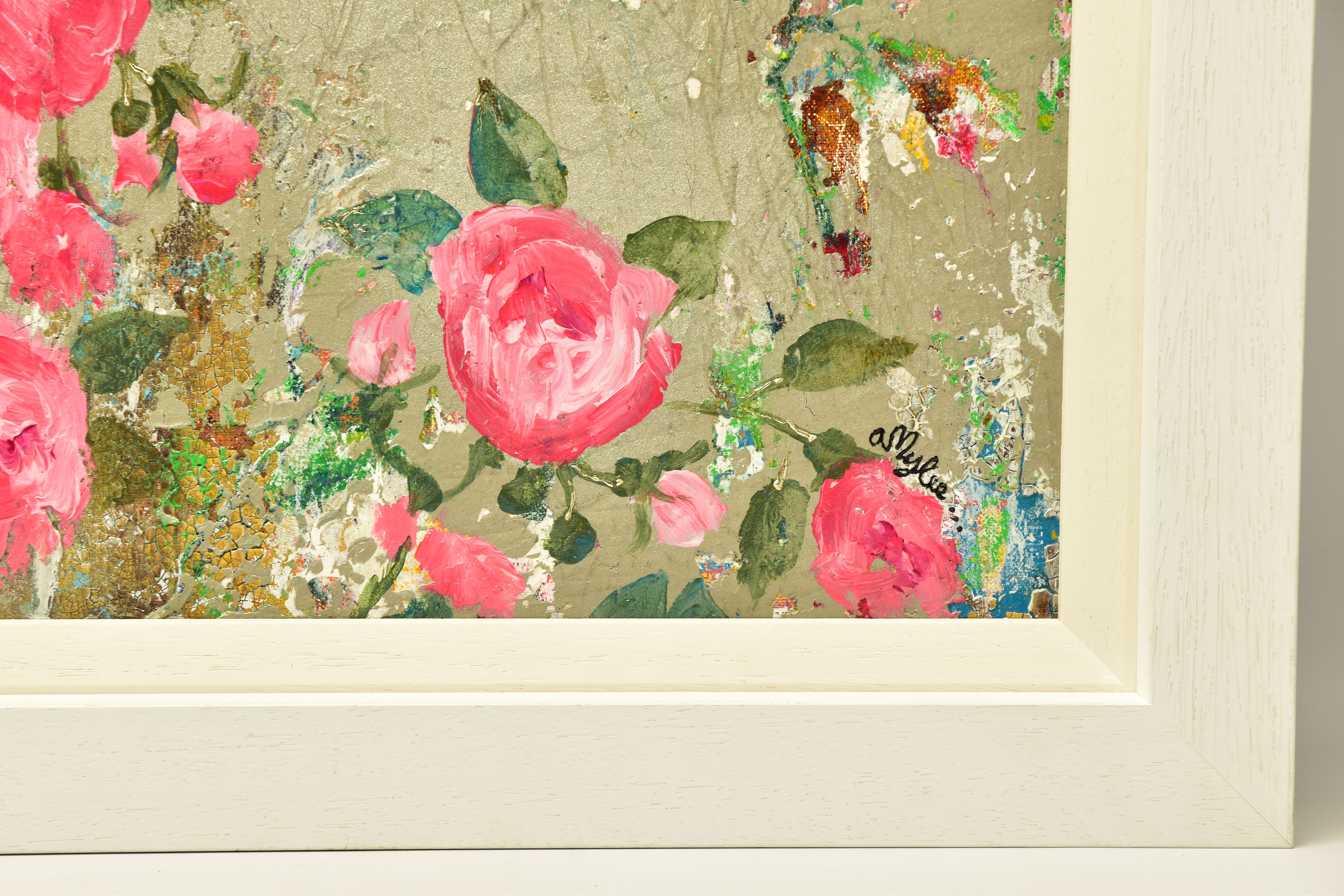 AMYLEE PARIS (FRANCE 1978) 'ONCE UPON A TIME', a study of pink roses against a distressed - Image 3 of 11