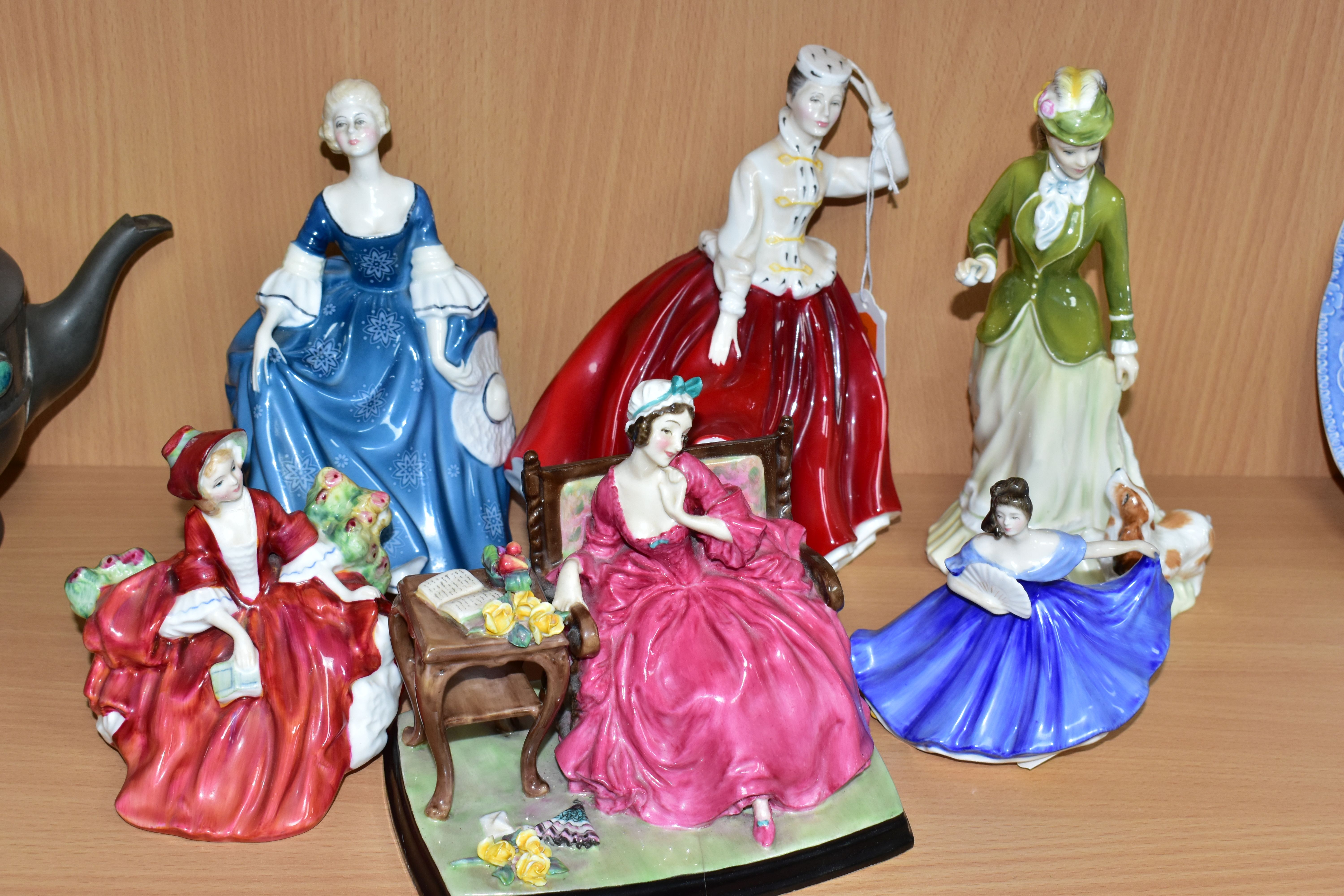 SIX ROYAL DOULTON LADY FIGURES, comprising 'Teresa' HN1682 (extensive stained cracks to the