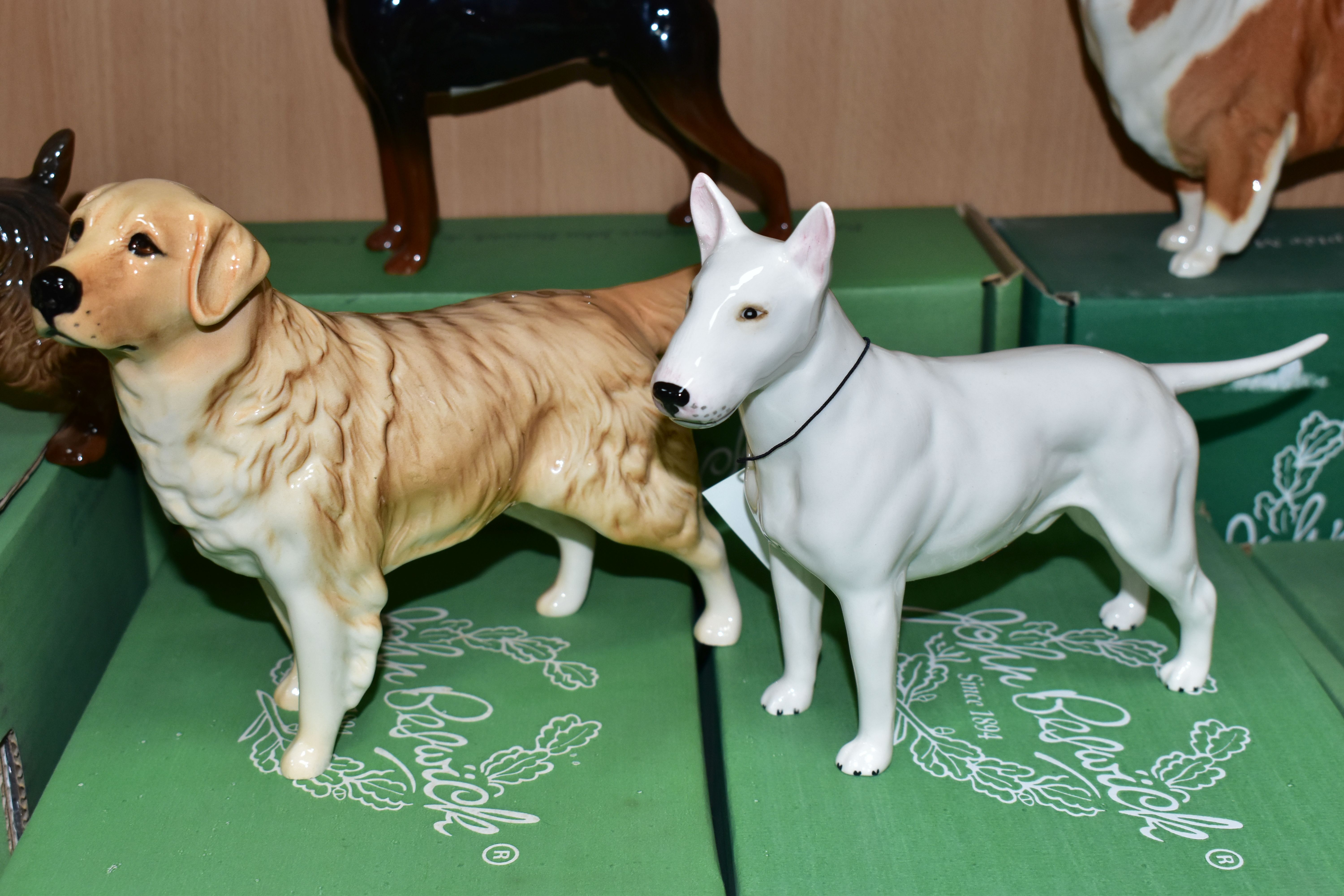 NINE BOXED BESWICK DOG FIGURES, comprising a white gloss Bull Terrier 'Romany Rhinestone' - Large - Image 4 of 10