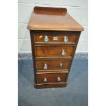 A 19TH CENTURY MAHOGANY CHEST OF FOUR GRADUATED DRAWERS, appears to have been converted from a