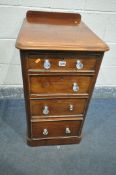 A 19TH CENTURY MAHOGANY CHEST OF FOUR GRADUATED DRAWERS, appears to have been converted from a