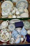 TWO BOXES OF DINNER AND TEA WARES, to include a thirty one piece Wedgwood Penshurst dinner
