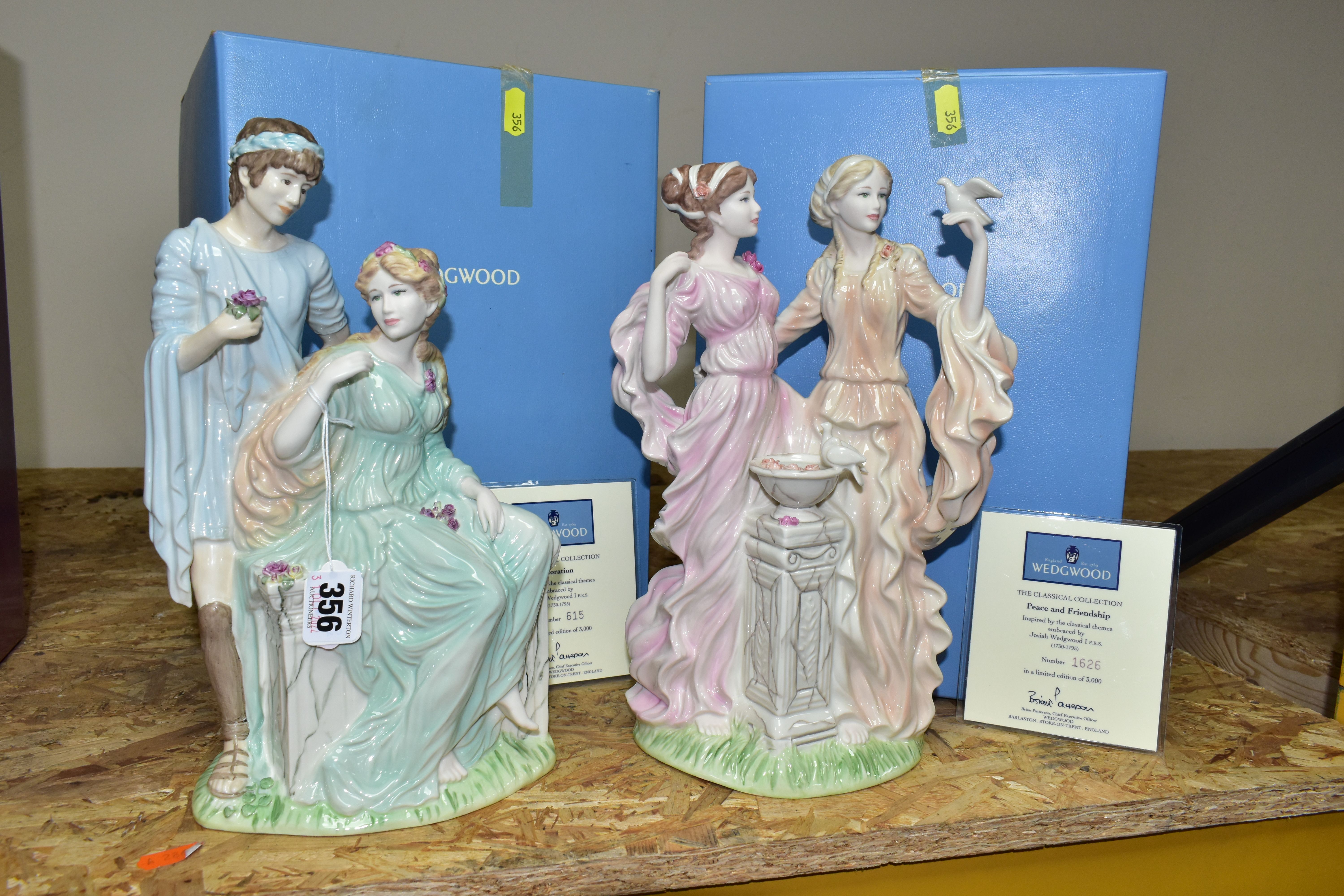 TWO BOXED WEDGWOOD BONE CHINA LIMITED EDITION FIGURE GROUPS FROM THE CLASSICAL COLLECTION, '
