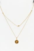 AN 18CT GOLD CHAIN NECKLACE, a fine trace chain, fitted with an additional part chain to appear as a