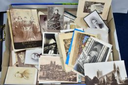 PHOTOGRAPHS / POSTCARDS, one small box containing a small number of Victorian or Edwardian