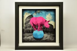 LARS TUNEBO (SWEDEN 1962) 'THE MAIN ATTRACTION', an artist proof print depicting a Rhino balanced