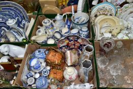 SEVEN BOXES AND LOOSE CERAMICS AND GLASS ETC, to include Queen's Country Meadow tea wares,