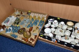 TWO BOXES OF CRESTED CHINA, MODERN MINIATURE CERAMICS BY SPODE, HAMMERSLEY, COALPORT, ROYAL