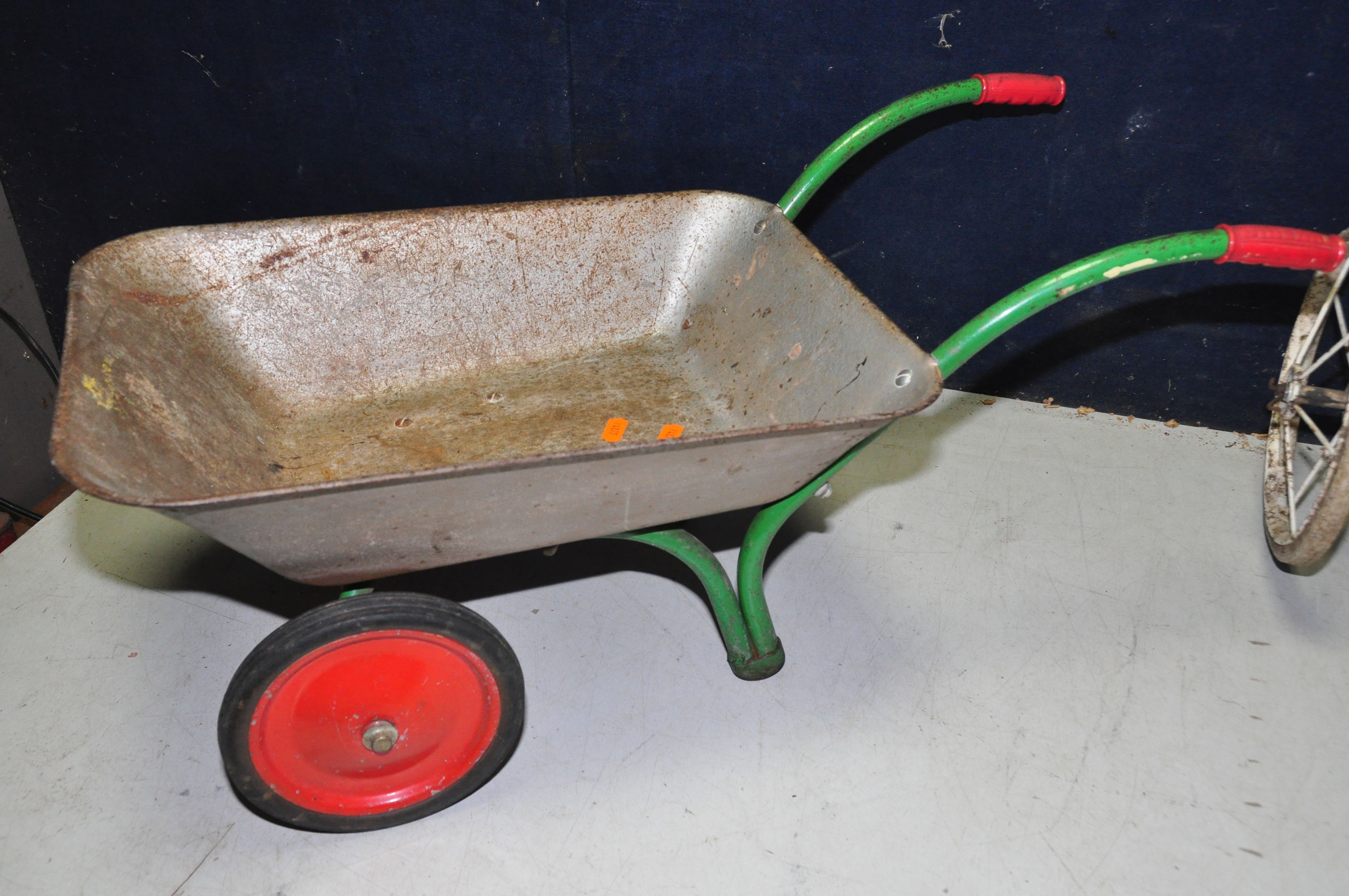 A CHILDS GO CART along with a childs garden wheelbarrow (2) - Image 3 of 3