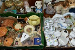 THREE BOXES AND LOOSE CERAMICS ETC, to include five Royal Worcester Arcadia teacups and saucers,
