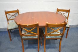 A CHERRYWOOD EXTENDING PEDESTAL DINING TABLE, with a single leaf, extended length 142cm x closed