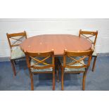 A CHERRYWOOD EXTENDING PEDESTAL DINING TABLE, with a single leaf, extended length 142cm x closed