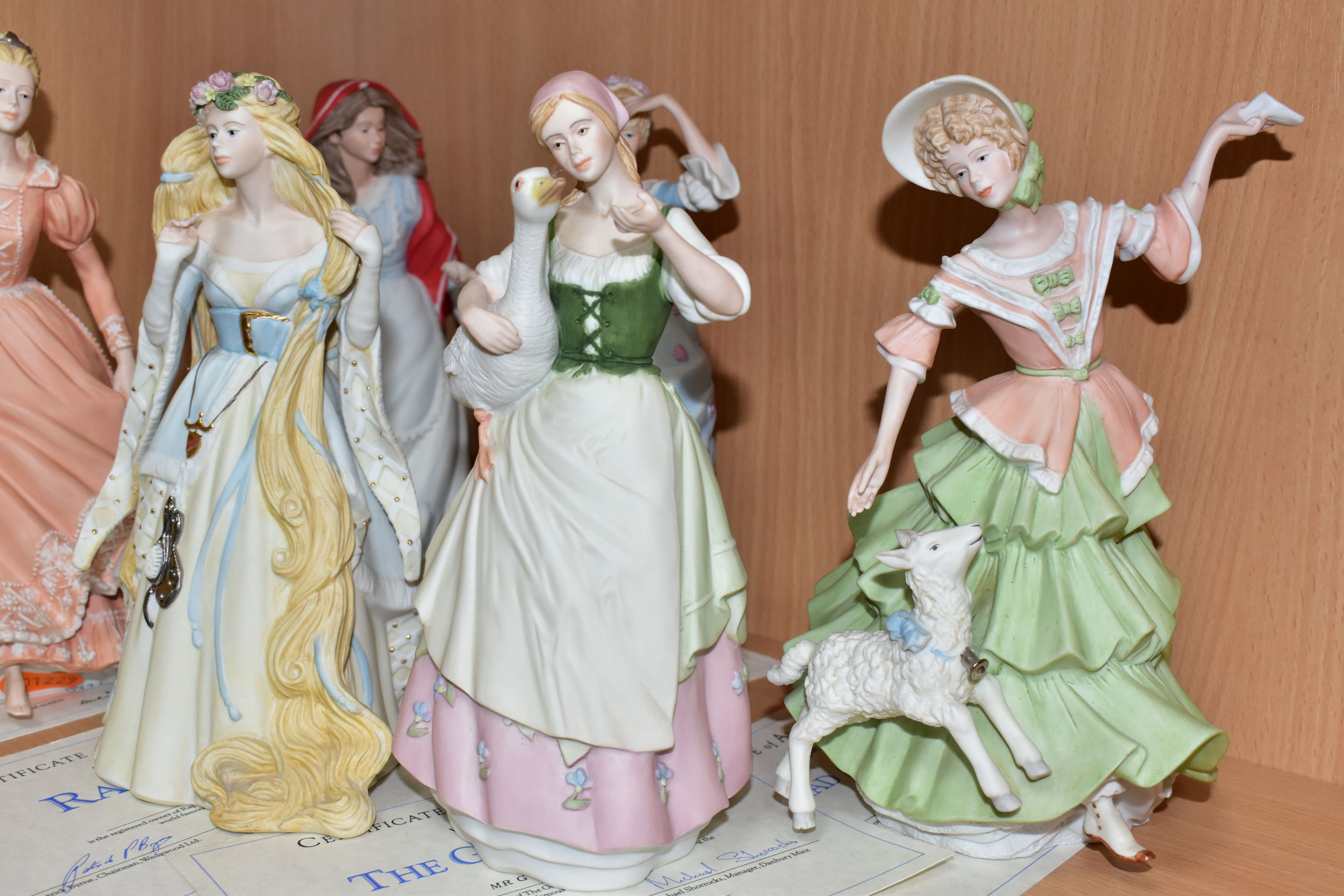 A SET OF SIX WEDGWOOD FOR DANBURY MINT FAIRY STORY / NURSERY RHYME CHARACTERS IN BISQUE PORCELAIN, - Image 2 of 5