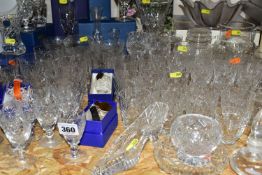 A COLLECTION OF BOXED AND LOOSE CUT GLASSWARE, including individually boxed liqueur glasses by