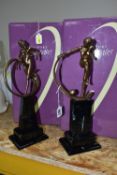 TWO BOXED COALPORT COLLECTABLES 'ART DECO' SERIES BRONZED RESIN FIGURES, comprising 'Dance at