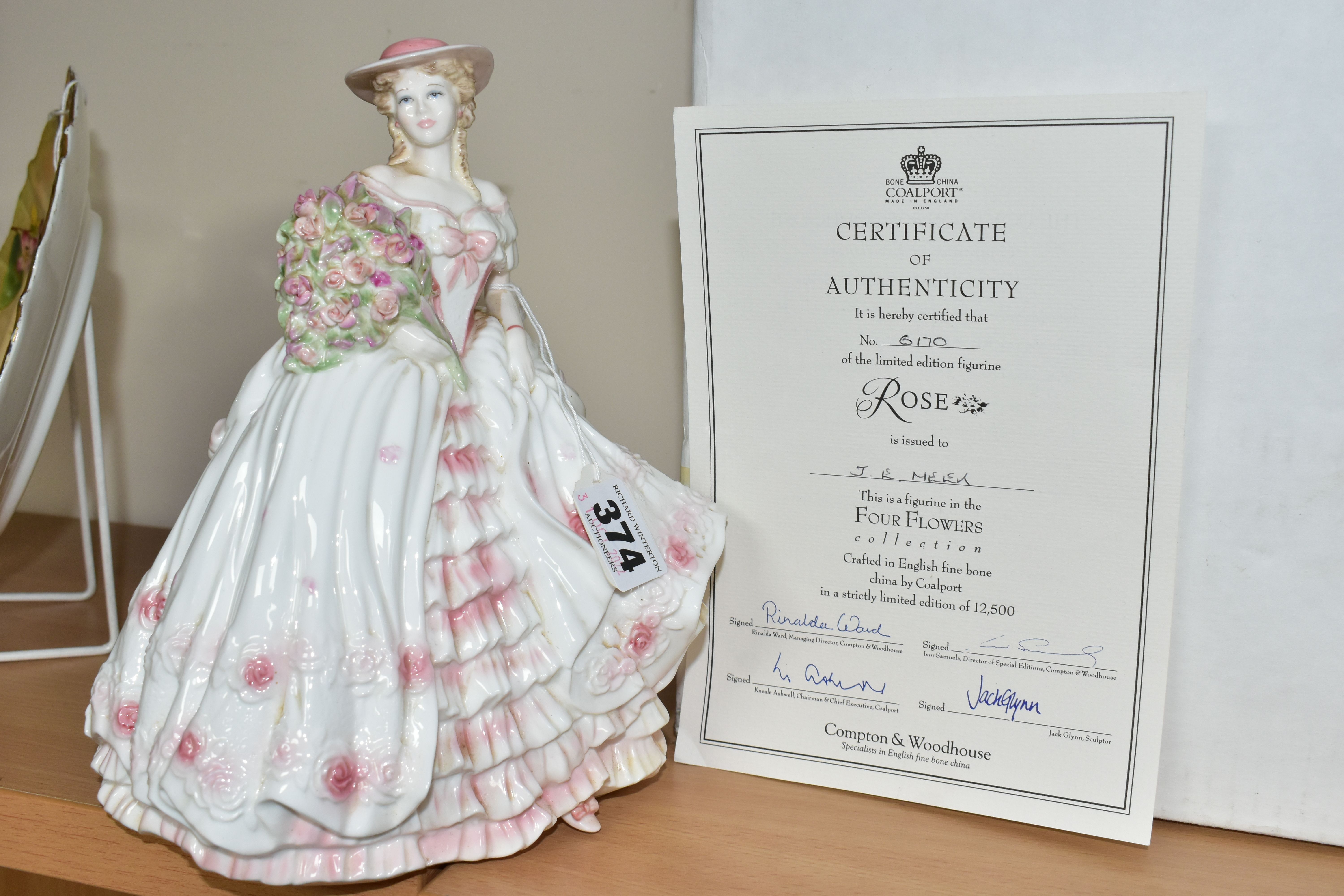 A BOXED LIMITED EDITION COALPORT FOR COMPTON & WOODHOUSE FIGURE 'ROSE' from 'The Four Flowers'