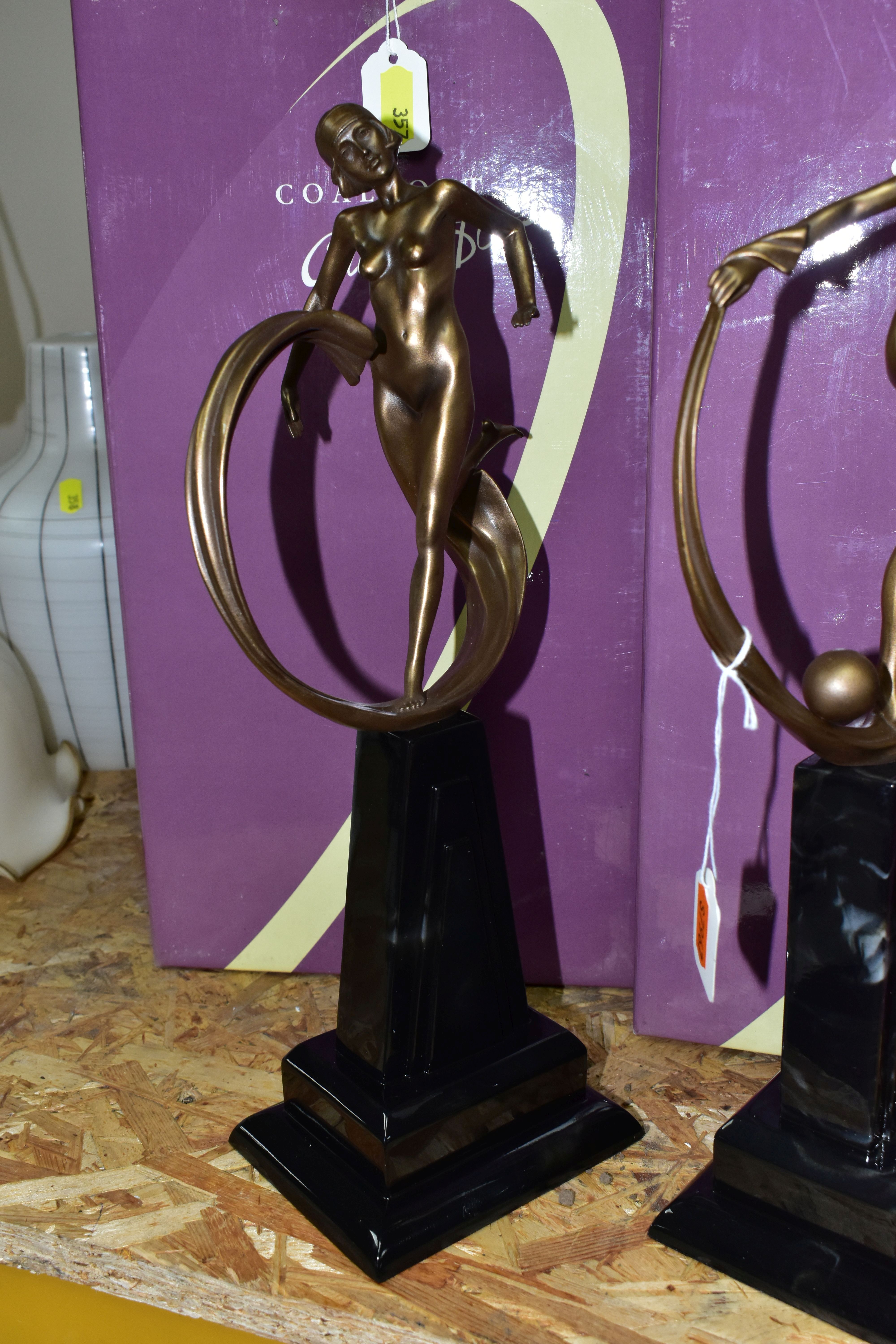 TWO BOXED COALPORT COLLECTABLES 'ART DECO' SERIES BRONZED RESIN FIGURES, comprising 'Dance at - Image 3 of 4