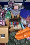 TWO BOXES OF HANDBAGS, JEWELLERY, BOOKS, SOAPS AND SUNDRY ITEMS to include five handbags/evening