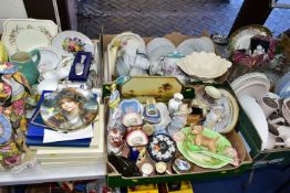 FIVE BOXES OF CERAMICS, to include a Poole two tone sepia and mushroom coloured dinner set, a