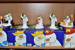 FIVE BOXED COALPORT THE SNOWMAN CHARACTER FIGURES, comprising two x The Greeting, Soft Landing,