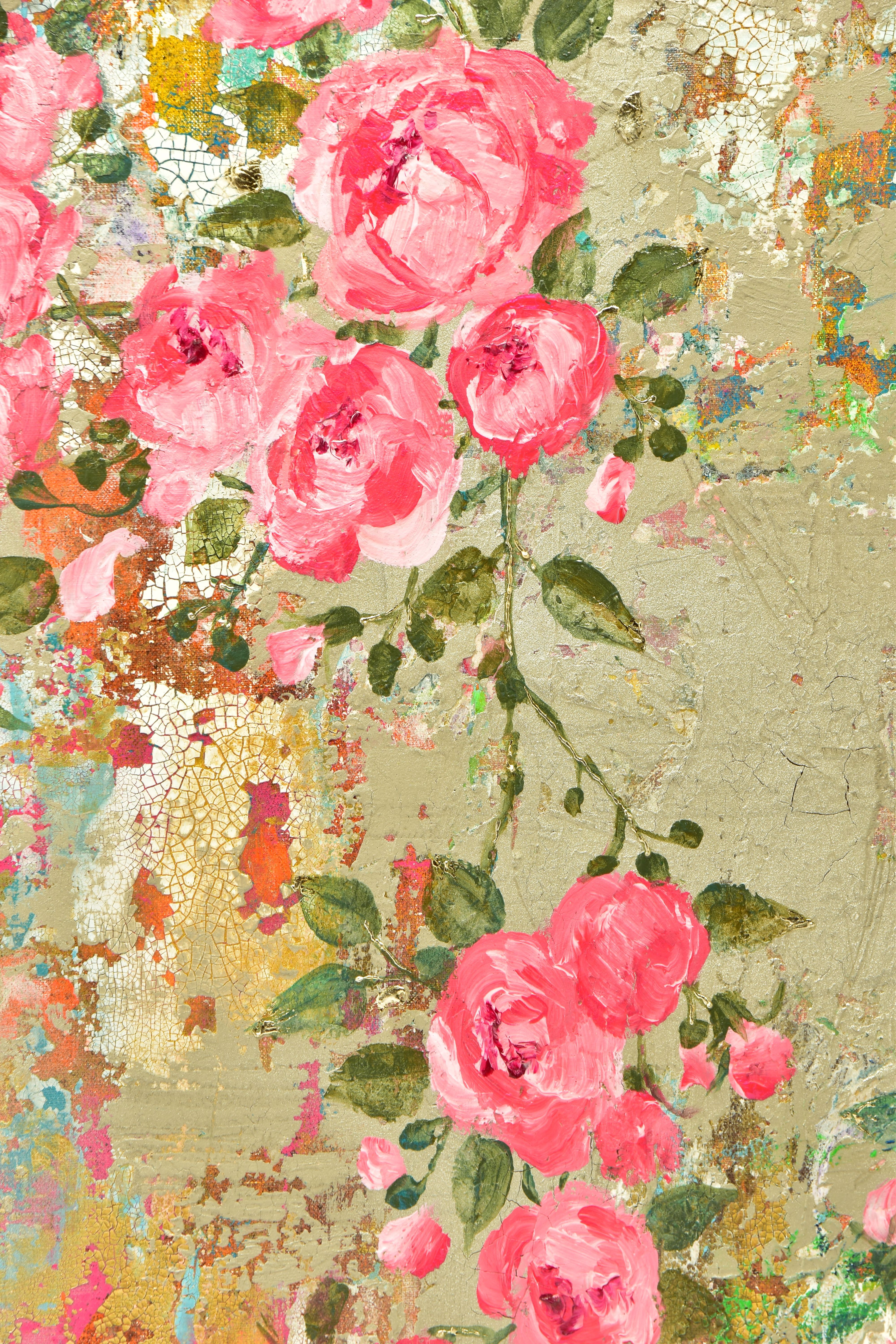 AMYLEE PARIS (FRANCE 1978) 'ONCE UPON A TIME', a study of pink roses against a distressed - Image 2 of 11