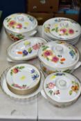 A QUANTITY OF ROYAL WORCESTER 'PERSHORE' PATTERN DINNERWARES, comprising two large covered