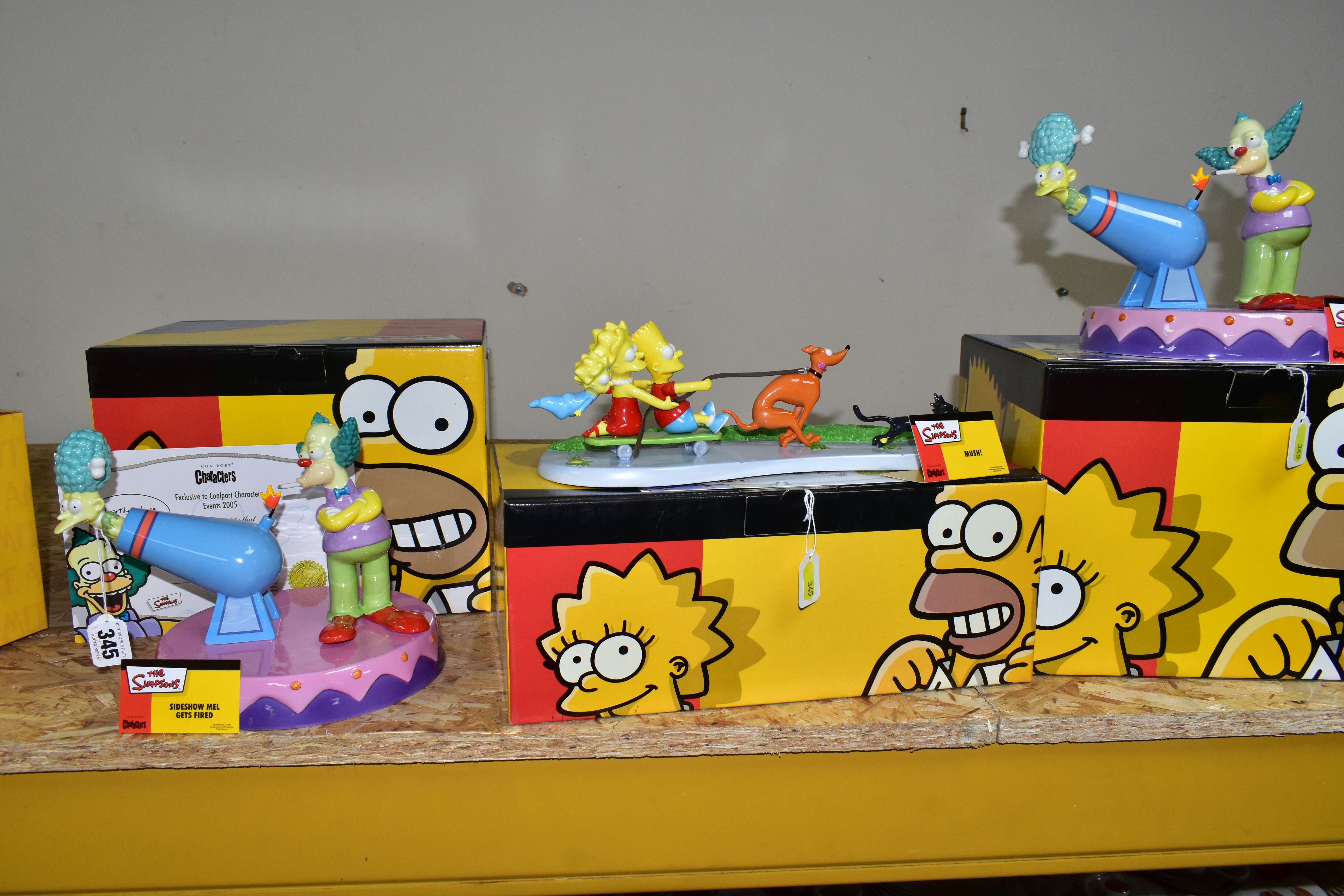 THREE BOXED LIMITED EDITION COALPORT CHARACTERS 'THE SIMPSONS' FIGURE GROUPS, comprising two 'Side