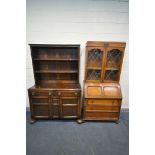 AN OAK DRESSER, with two drawers, width 122cm x depth 46cm x height 190cm x height of base 91cm, and