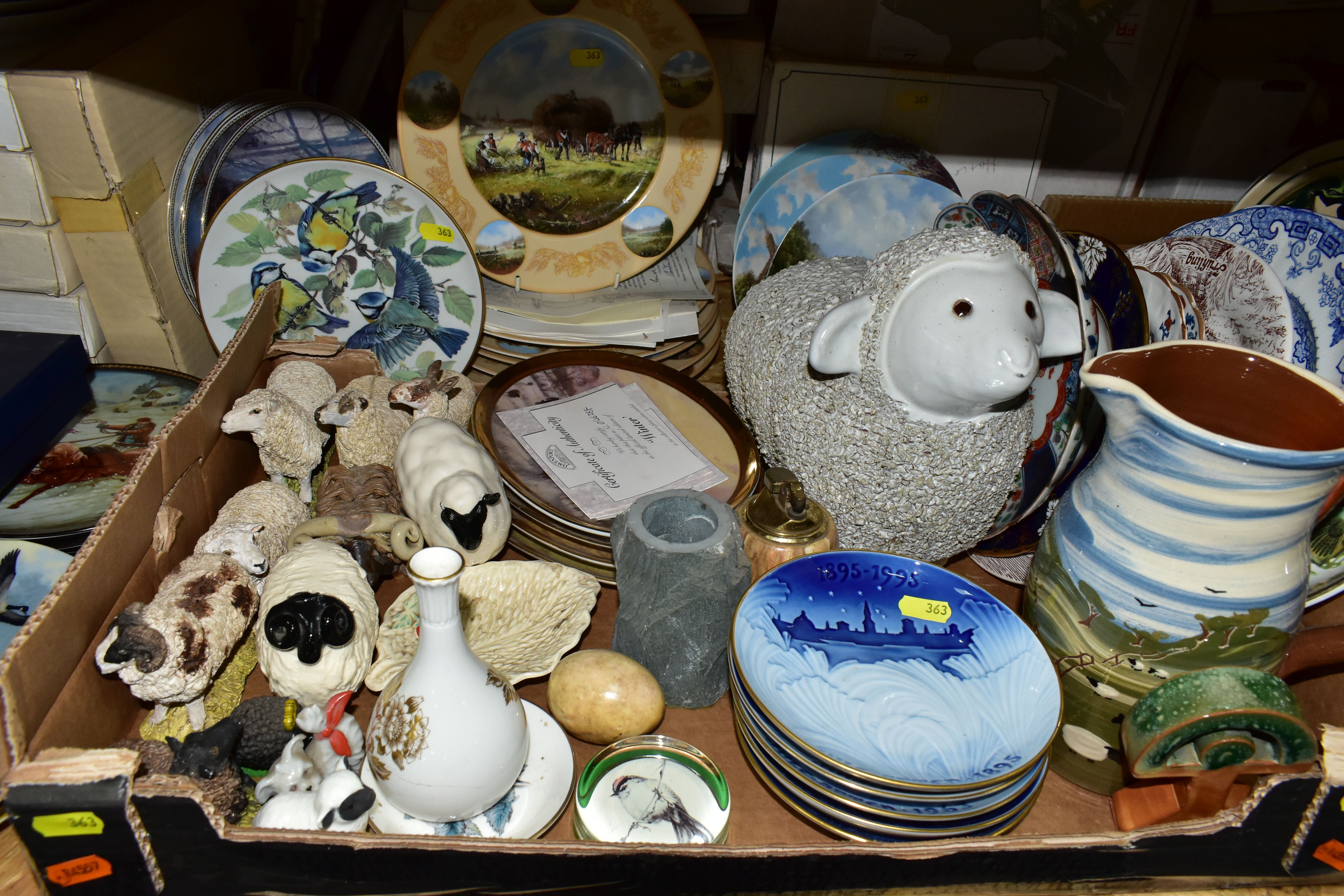 TWO BOXES AND LOOSE COLLECTORS PLATES AND OTHER ASSORTED CERAMICS, including sheep figures, five - Image 4 of 8