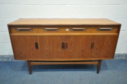 A G PLAN FRESCO TEAK SIDEBOARD, with three drawers and cupboard doors, width 152cm x depth 46cm x