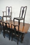A VICTORIAN STYLE MAHOGANY WIND OUT DINING TABLE, with a single leaf, on fluted legs, extended