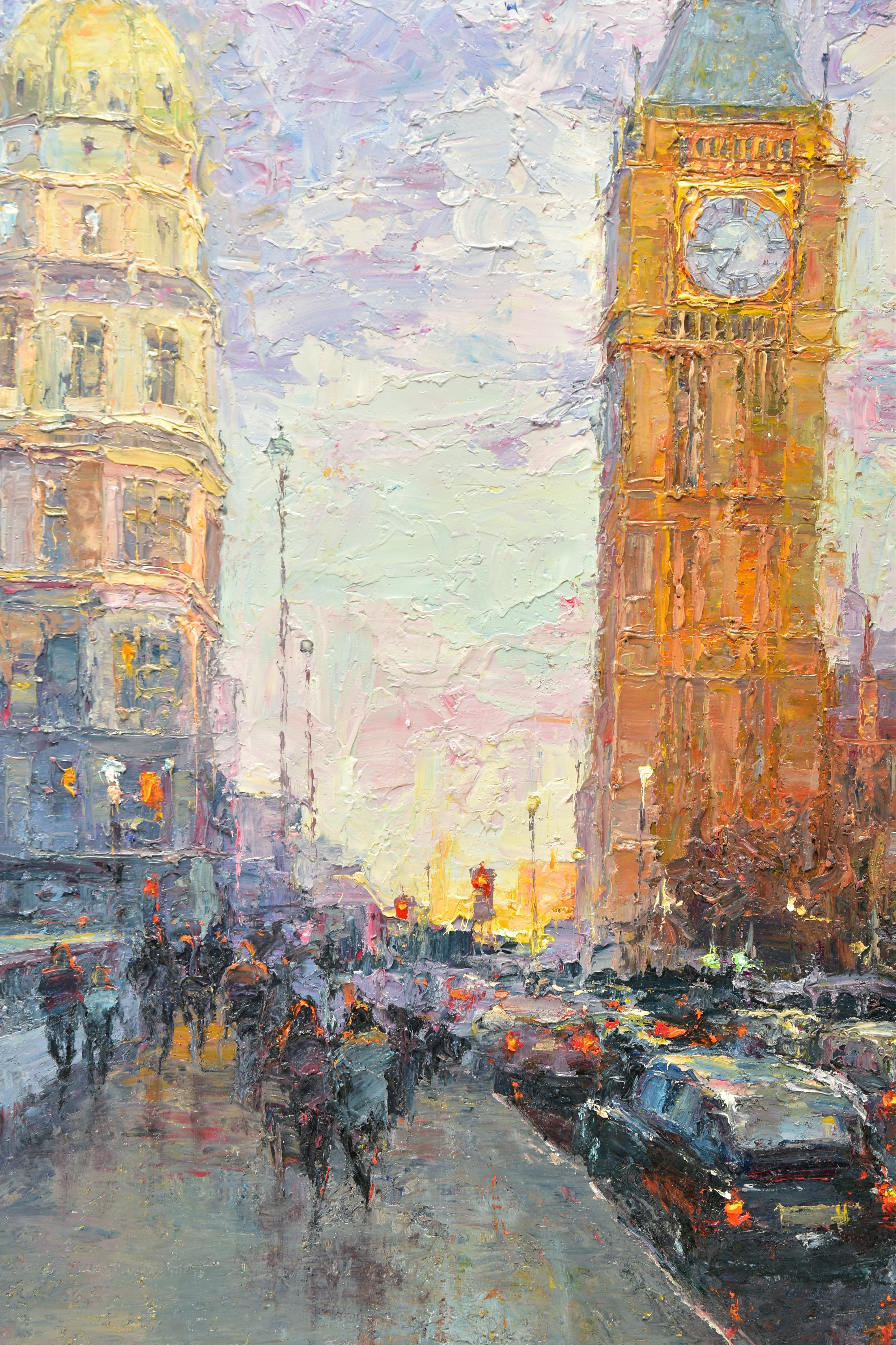 LANA OKIRO (UKRAINE CONTEMPORARY) 'AFTER THE RAIN, WESTMINSTER', an impressionist style London - Image 3 of 11