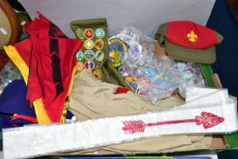 BOY SCOUTS MEMORABILIA, a collection of American Boy Scout items to include a shirt, a cap,