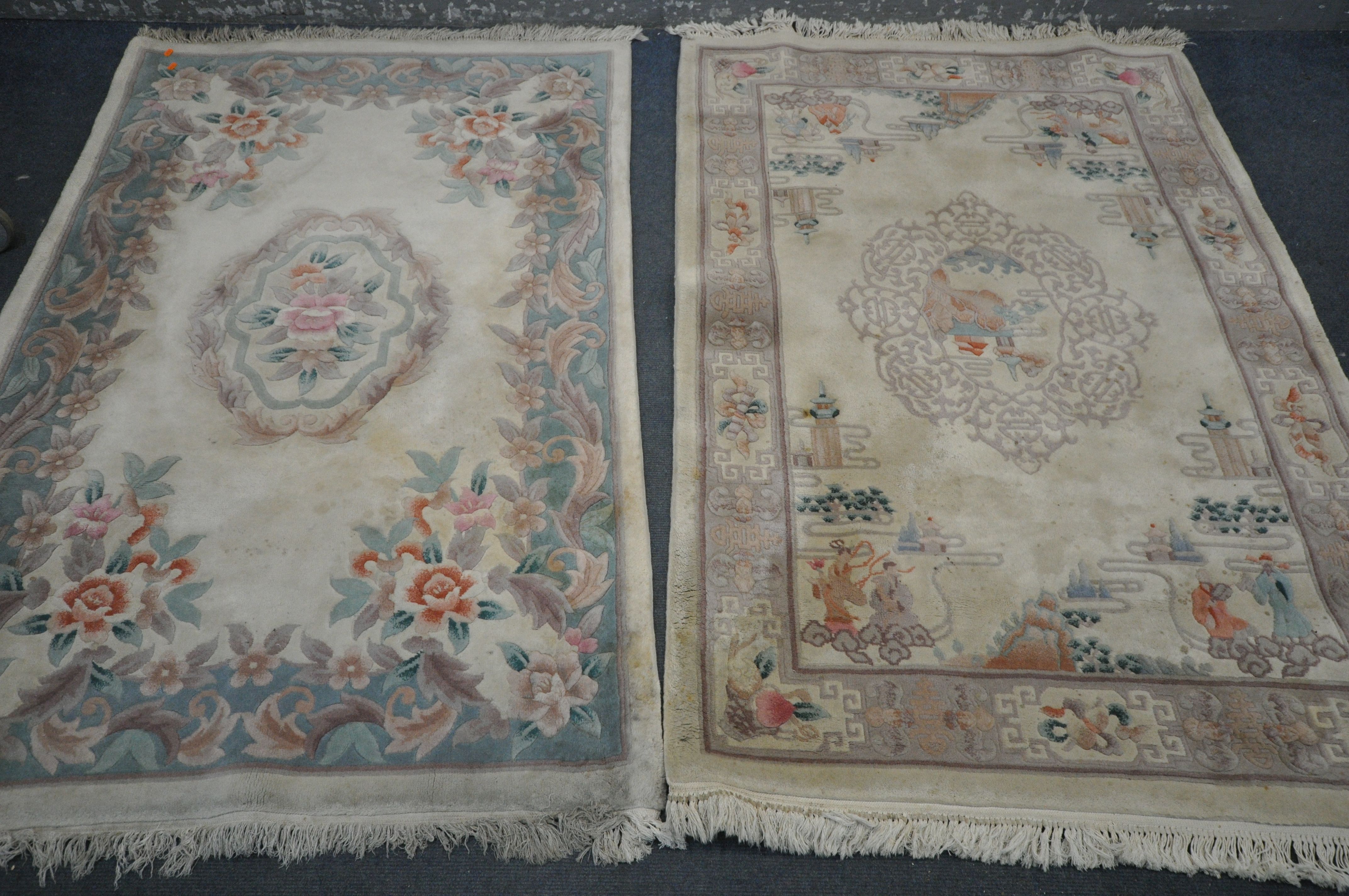 A SELECTION OF CHINESE WOOLLEN RUGS, of various sizes and styles, including the largest rug 183cm