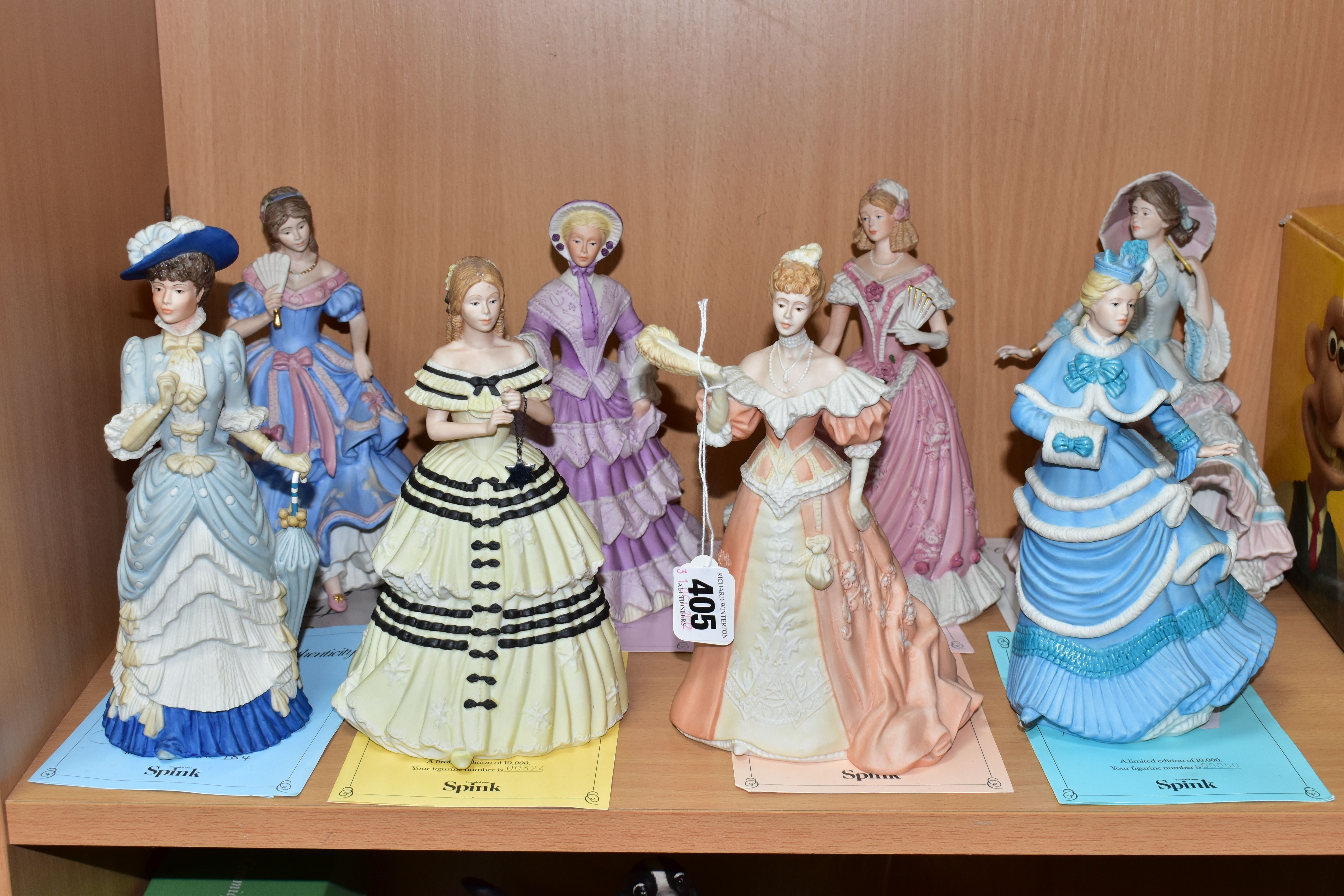 EIGHT WEDGWOOD FOR SPINK LIMITED EDITION BISQUE FIGURINES, comprising The Royal Wedding 1893 no