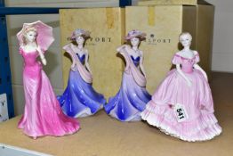 FOUR BOXED LIMITED EDITION COALPORT FIGURINES, comprising two 'Margot' figurines 401/500 and 207/500