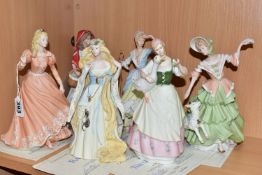 A SET OF SIX WEDGWOOD FOR DANBURY MINT FAIRY STORY / NURSERY RHYME CHARACTERS IN BISQUE PORCELAIN,