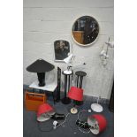 A SELECTION OF OCCASIONAL FURNITURE, to include an angle poise style desk lamp, a brass and marble