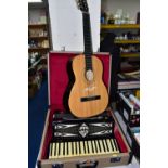 A GERALDO DE LUXE PIANO ACCORDIAN WITH CASE, together with a Chinese Burswood classical acoustic